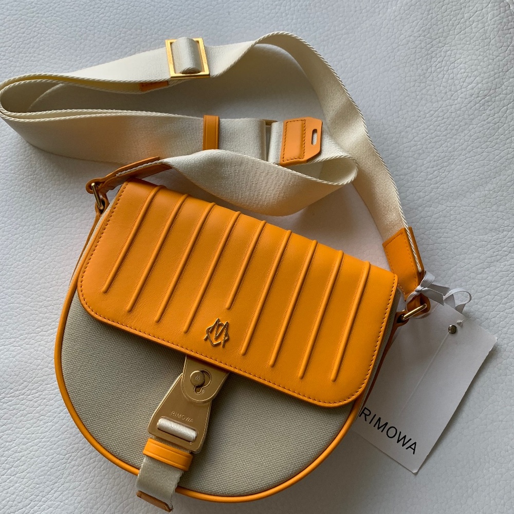 RIMOWA Never Still Crossbody Flap Bag in Sand Beige & Mango
